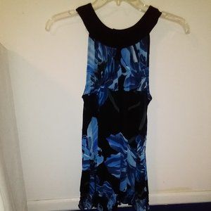 INC International Concepts Womens blue floral halter neck blouse SZ M